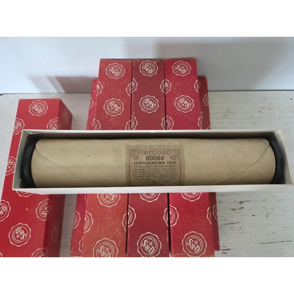 Lot of 8 Vintage QRS Player Piano Rolls